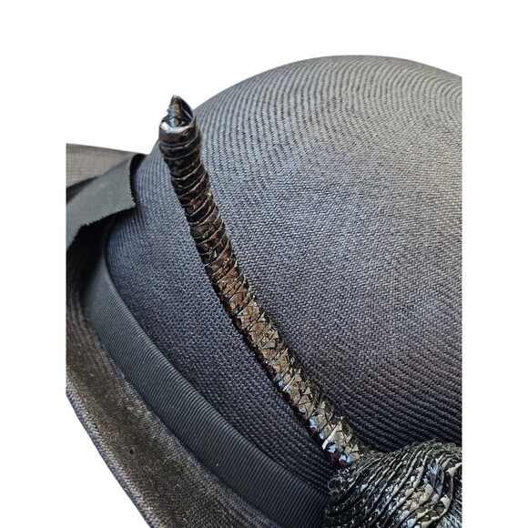 Kurt Jr By Tom Hann Vintage Straw Hat Black Flower Bow Accent Statement Church main image 10